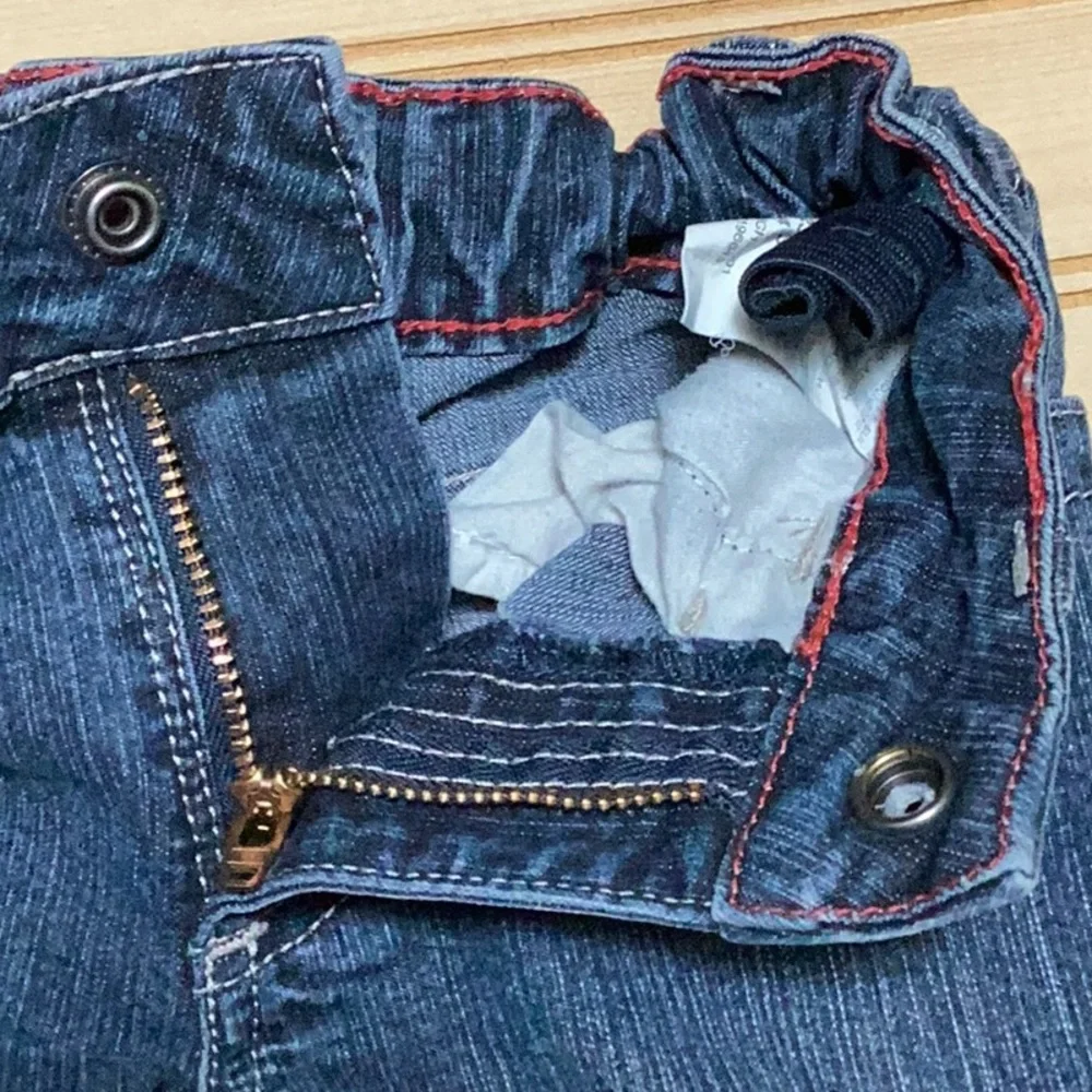 Wrangler Elastic Waist Snap Zipper Blue Jean Denim Unisex Jeans 4R‎